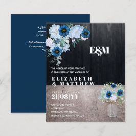 BUDGET Stusty Blue Floral Wedding Invites