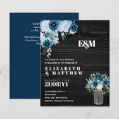 BUDGET Stusty Blue Floral Wedding Invites (Voorkant / Achterkant)
