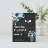 BUDGET Stusty Blue Floral Wedding Invites (Staand voorkant)