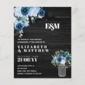 BUDGET Stusty Blue Floral Wedding Invites (Voorkant)