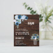 BUDGET Stusty Blue Floral Wedding Invites (Staand voorkant)