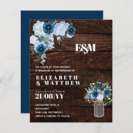 BUDGET Stusty Blue Floral Wedding Invites