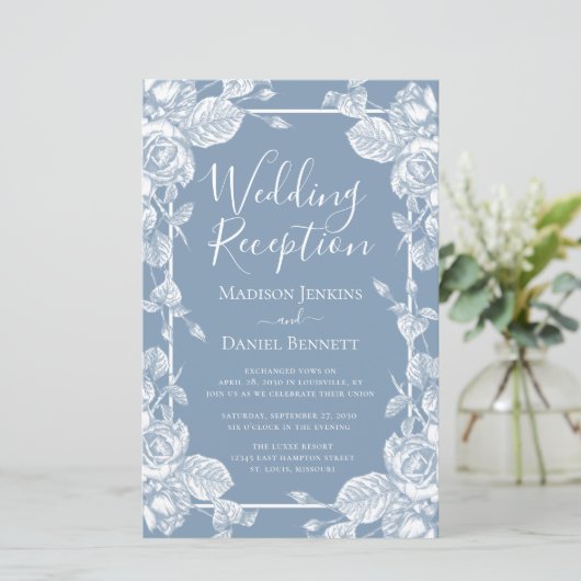Budget Stusty Blue Floral Wedding Reception (Staand voorkant)