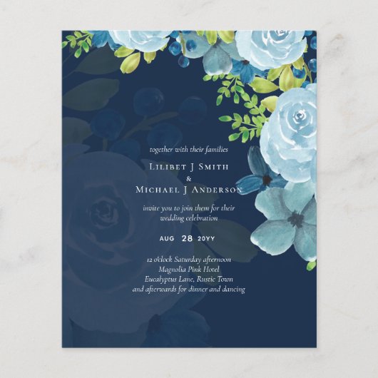 Budget Stusty Blue Flowers Sage Wedding (Voorkant)