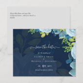 Budget Stusty Blue Flowers Sage Wedding Briefkaart (Voorkant / Achterkant)