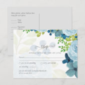 Budget Stusty Blue Flowers Sage Wedding Briefkaart (Voorkant / Achterkant)