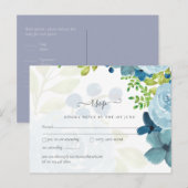 Budget Stusty Blue Flowers Sage Wedding Briefkaart (Voorkant / Achterkant)