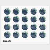 Budget Stusty Blue Flowers Sage Wedding Ronde Sticker (Vel)