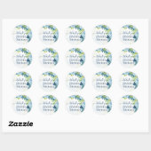 Budget Stusty Blue Flowers Sage Wedding Ronde Sticker (Vel)