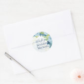 Budget Stusty Blue Flowers Sage Wedding Ronde Sticker (Envelop)