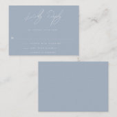 BUDGET Stusty Blue Minimalist Weddenschap RSVP-kaa Notitiekaartje (Voorkant / Achterkant)
