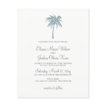 Budget Stusty Blue Palm Tree Wedding Invitations
