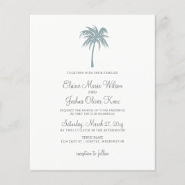 Budget Stusty Blue Palm Tree Wedding Invitations