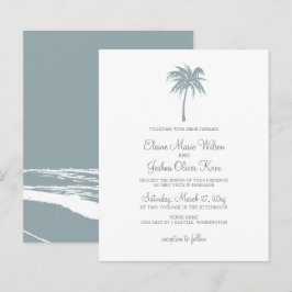 Budget Stusty Blue Palm Tree Wedding Invitations