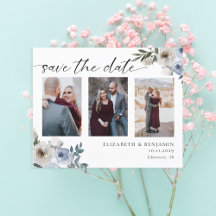Budget Stusty Blue Photo Wedding Save the Date