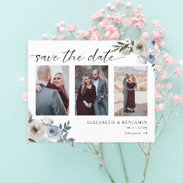 Budget Stusty Blue Photo Wedding Save the Date