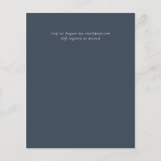 BUDGET Stusty Blue Poppy Magnolia Wedding Invite (Achterkant)