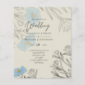 BUDGET Stusty Blue Poppy Magnolia Wedding Invite (Voorkant)