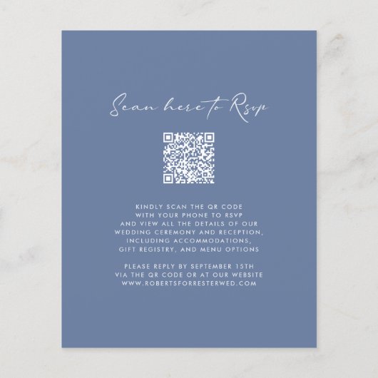 Budget Stusty Blue QR Code Monogram Weduwbrochure Flyer (Achterkant)
