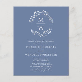 Budget Stusty Blue QR Code Monogram Weduwbrochure Flyer