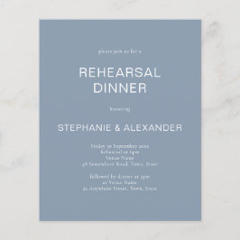 Budget Stusty Blue QR Code Rehearsal Dinner Uitnod