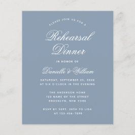 Budget Stusty Blue Rehearsal Dinner Invitation
