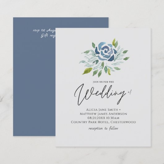 Budget Stusty Blue Sage Green Floral Wedding (Voorkant / Achterkant)