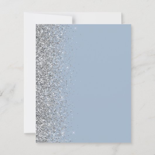 Budget Stusty Blue Silver Glitter Wedding Invite (Achterkant)