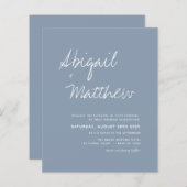 Budget Stusty Blue Simple Boho Wedding Uitnodiging (Voorkant / Achterkant)