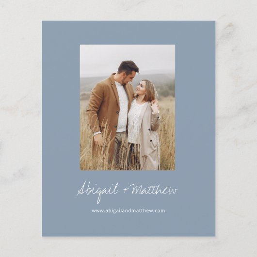 Budget Stusty Blue Simple Boho Wedding Uitnodiging (Achterkant)