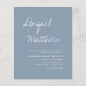 Budget Stusty Blue Simple Boho Wedding Uitnodiging (Voorkant)
