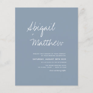 Budget Stusty Blue Simple Photo Weduwen Uitnodigin Flyer