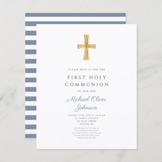 Budget Stusty Blue Stripes Boy First Community (Voorkant / Achterkant)