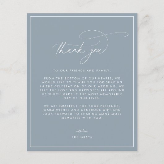 Budget Stusty Blue Weddenschap Hartelijk dank Flyer (Voorkant)