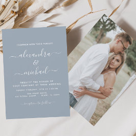 Budget Stusty Blue Weddenschap met Foto Uitnodigin Flyer