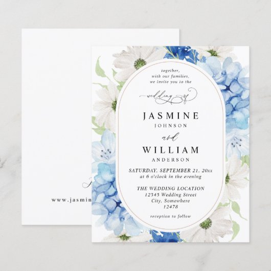 Budget Stusty Blue & White Floral Wedding (Voorkant / Achterkant)
