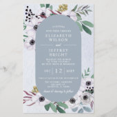 Budget Stusty Blue White Floral Wedding Invitation (Voorkant)
