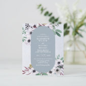Budget Stusty Blue White Floral Wedding Invitation (Staand voorkant)