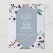 Budget Stusty Blue White Floral Wedding Invitation (Voorkant)