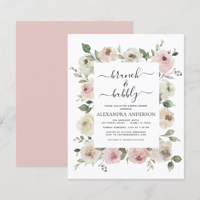 Budget Stusty Pink Brunch & Bubble Vrijgezellenfee (Voorkant / Achterkant)