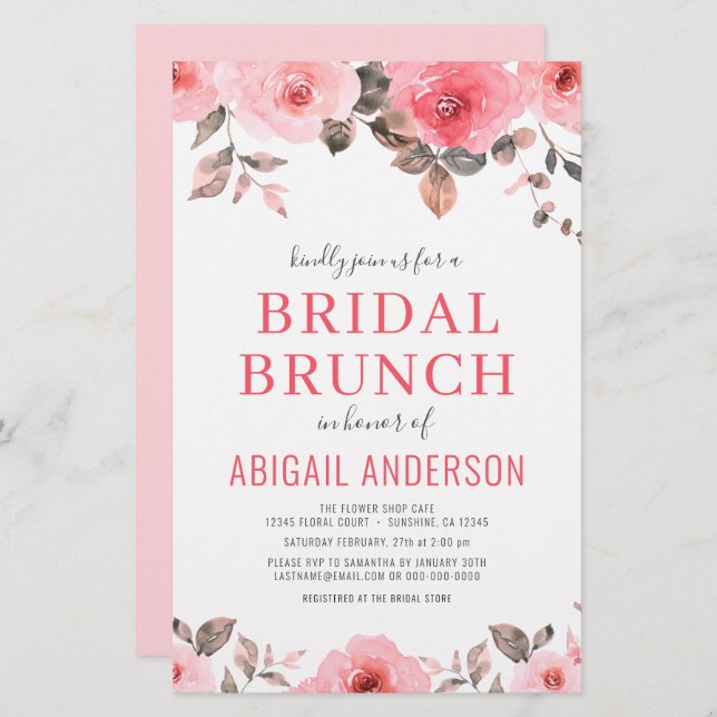 Budget Stusty Pink Floral Bridal Shower (Voorkant / Achterkant)