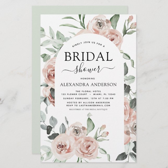 Budget Stusty Pink Floral Bridal Shower (Voorkant / Achterkant)