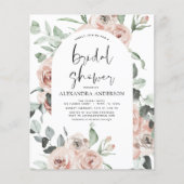 Budget Stusty Pink Floral Bridal Shower Flyer (Voorkant)