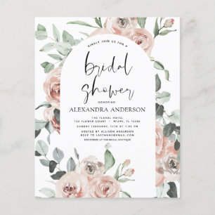 Budget Stusty Pink Floral Bridal Shower Flyer