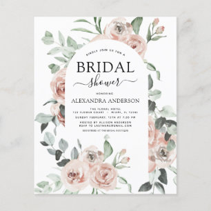 Budget Stusty Pink Floral Bridal Shower Flyer