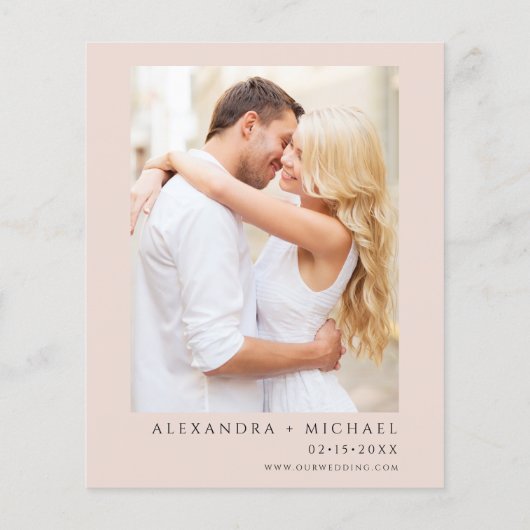 Budget Stusty Pink Floral Foto Weduwschap Flyer (Achterkant)