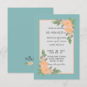 Budget Stusty Pink Floral Wedding Kaart (Voorkant / Achterkant)