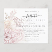 Budget Stusty Pink Florals Vrouw 40e Partij Uitnod (Voorkant)