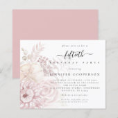 Budget Stusty Pink Florals Vrouw 50e Partij Uitnod (Voorkant / Achterkant)