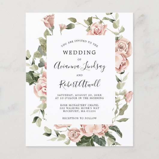 Budget Stusty Pink Rose Floral Wedding (Voorkant)